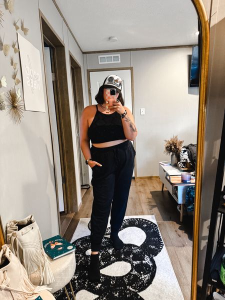 After content we come home and change immediately into a comfy and cozy fit 

Hat made by me and all jewelry not linked is from Bohemia on IG 

Joggers
Bralette
Work from home outfit 

#LTKplussize #LTKSeasonal #LTKstyletip