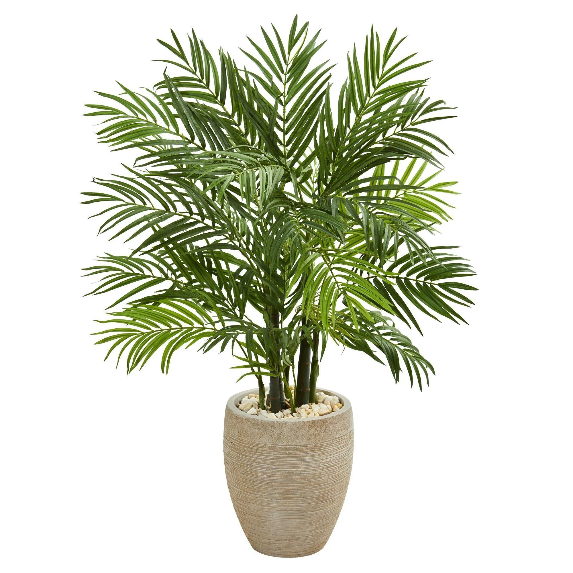 4’ Areca Palm Artificial Tree in Sand Colored Planter | Nearly Natural