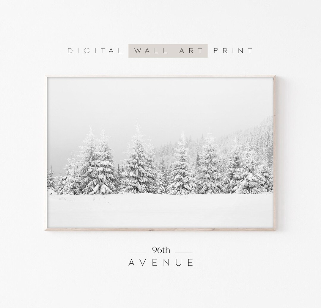 Winter Forest Print Digital Download | Christmas Downloadable Prints | Snowy Winter Forest Wall A... | Etsy (US)