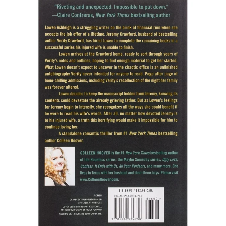 Verity By Colleen Hoover (Paperback) | Walmart (US)