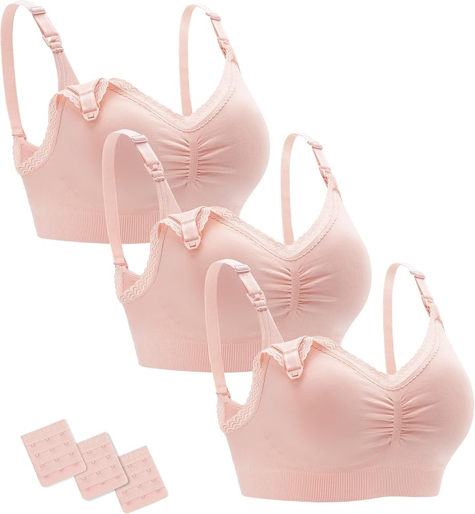 Stelle Lace Nursing Bras for Breastfeeding Seamless Pregnancy Maternity Wireless Bralette with Pa... | Amazon (US)