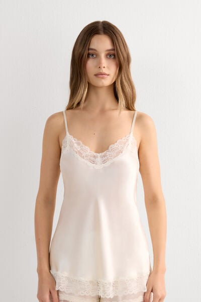 Intimissimi Lace and Silk Top Woman Ivory Size L | Intimissimi (US)