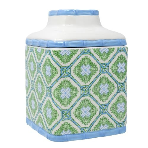 Lilly Pulitzer Ceramic, Square, Tissue-Box Cover, Tissue Holder for Home Decor (Bamboo Logo Trellis) | Amazon (US)