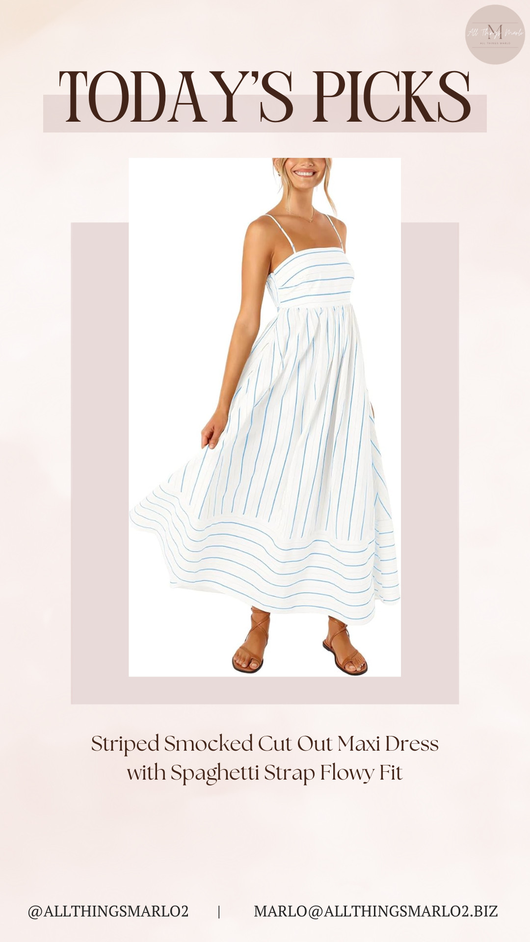 Striped Smocked Cut Out Maxi Dress with Spaghetti Strap Flowy Fit 

 #LTKSeasonal #LTKWorkwear #LTKTravel