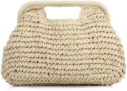 Straw Dumpling Clutch Bag, Summer Beach Bag, Woven Straw Tote Clutch Purse for Women, Vacation Ev... | Amazon (US)