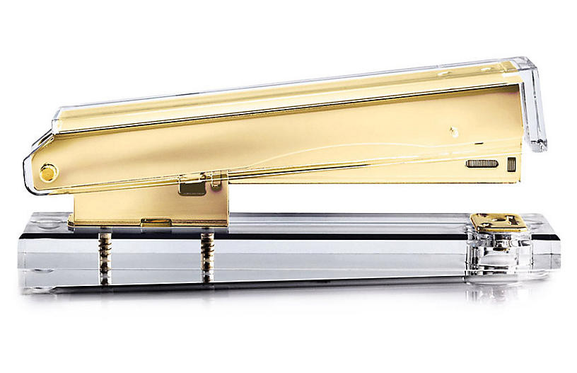 Acrylic Stapler, Clear/Gold | One Kings Lane