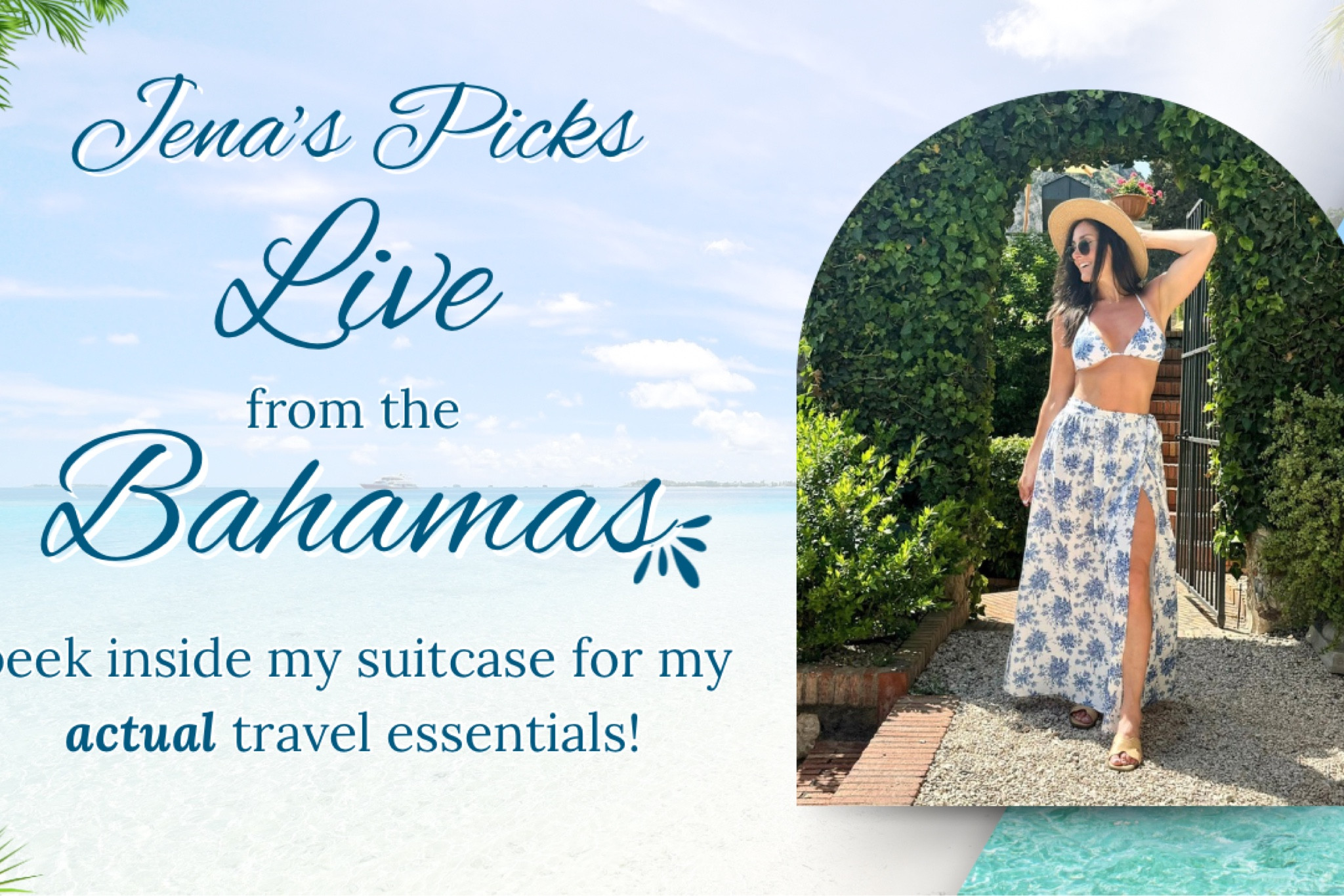 LIVE from the Bahamas 9pm EST!
Peek into my suitcase to see all my *actual* travel essentials. 
Belt and beach bag available on www.jenaspicks.com

#youtubelive #travel #travelessentials #jenaspicks 

#LTKFindsUnder50 #LTKTravel #LTKFamily