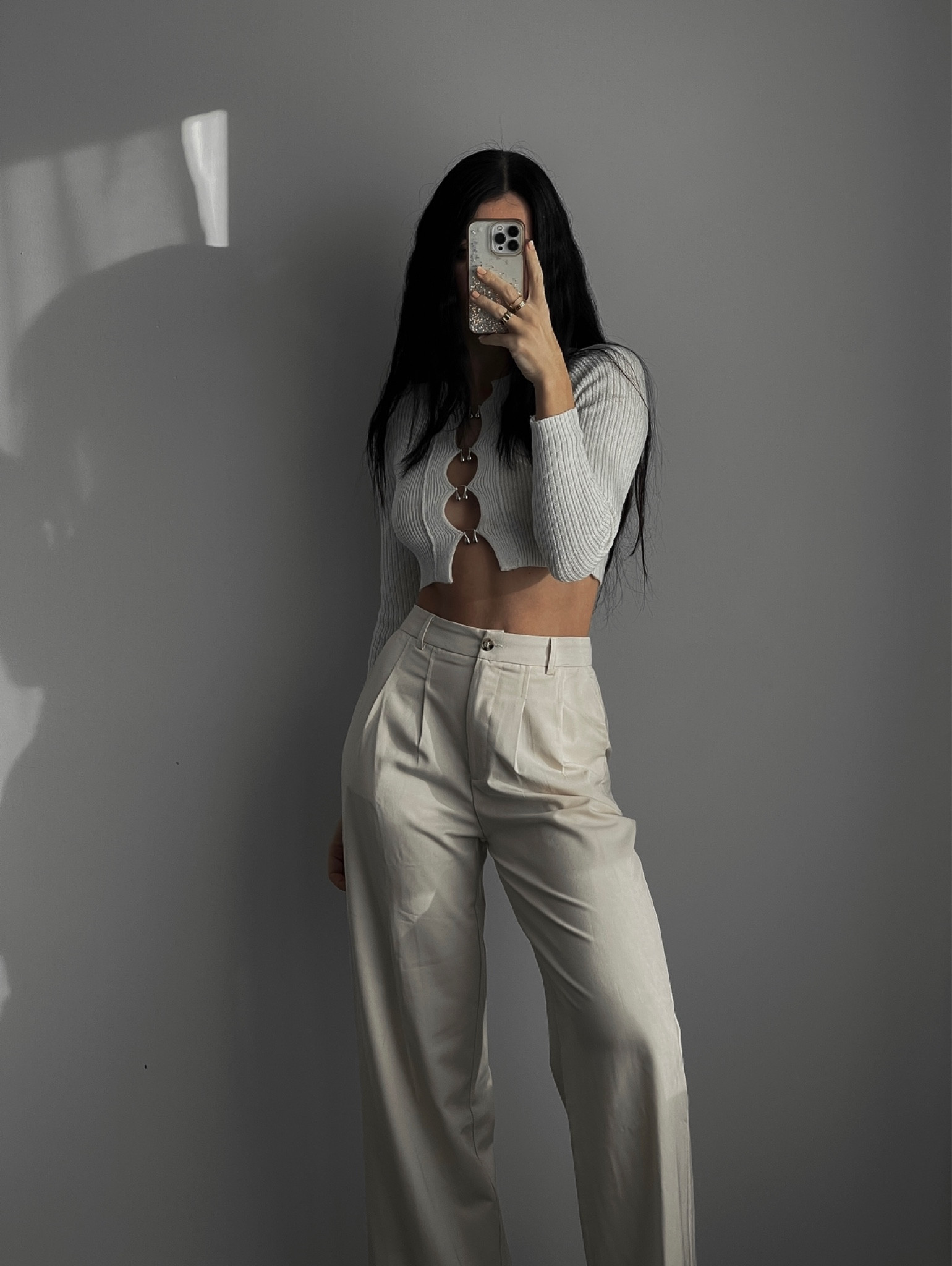 Wide leg trousers and cut out crop top. Wearing size S in both #widelegpants #knittop #dresstrousers 

#LTKFind #LTKSeasonal #LTKstyletip
