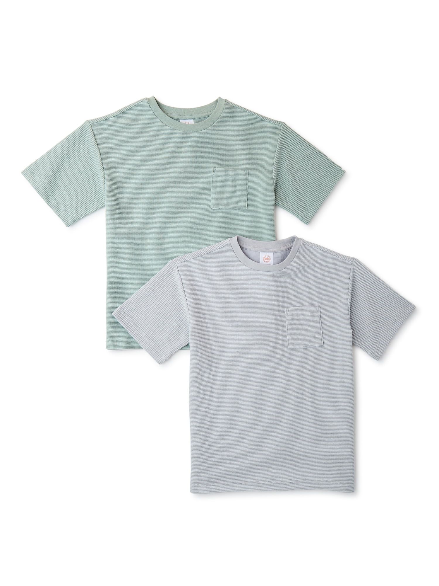 Wonder Nation Boys Texture T-Shirts with Short Sleeves, 2-Pack, Sizes 4-18 & Husky - Walmart.com | Walmart (US)