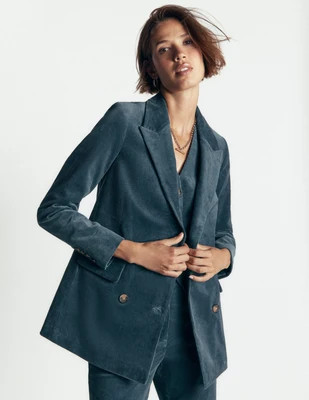 Boden Women's Double Breasted Blazer in Blue | Size 6 | Boden (US)