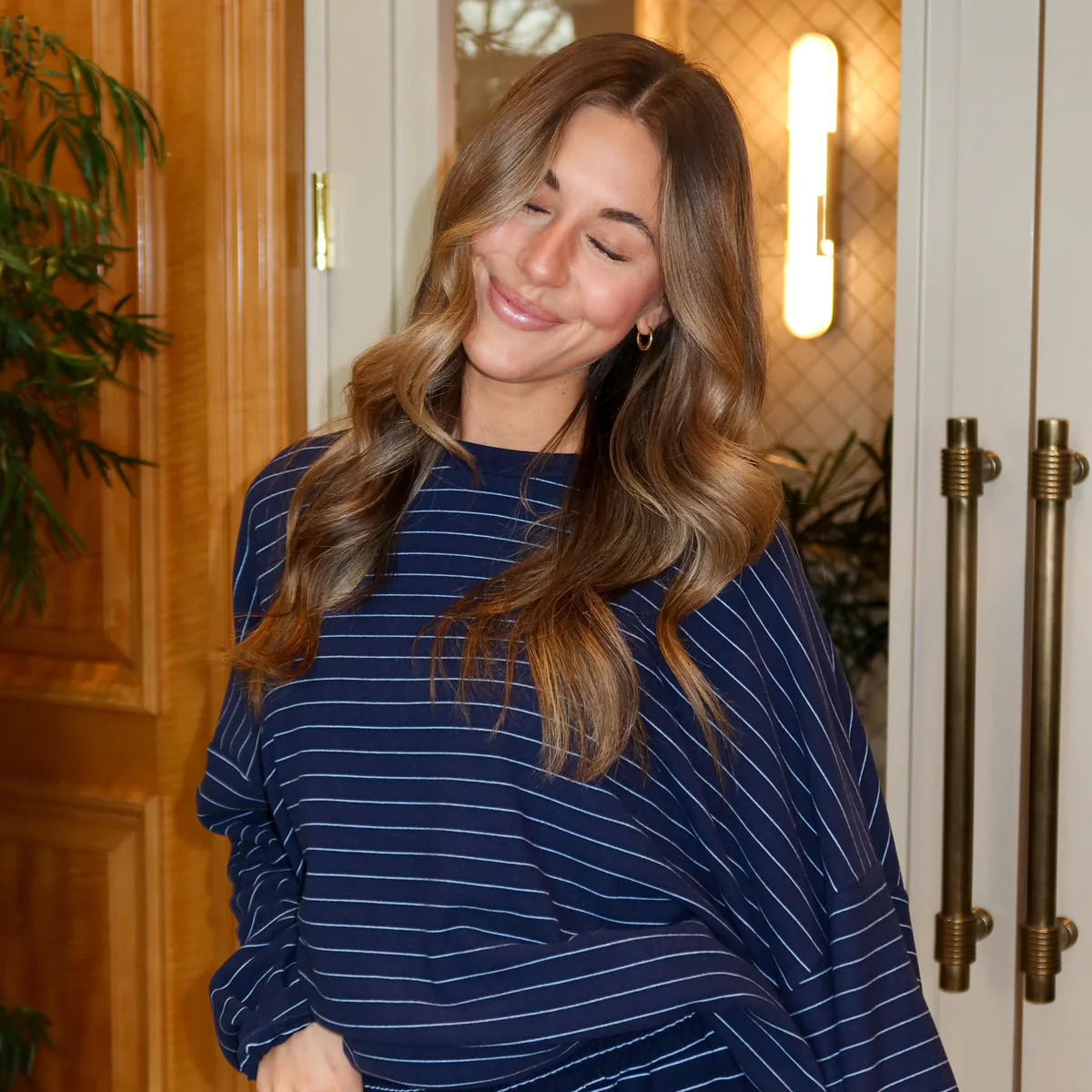 Porter Fleece Stripe Top in Navy | Henly