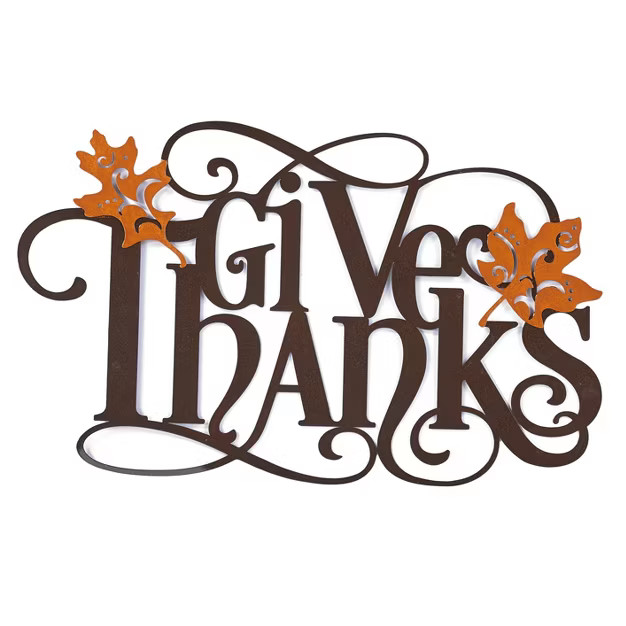 Lakeside Metal Holiday Wall Hanging Give Thanks Sign for Indoors and Home | Target