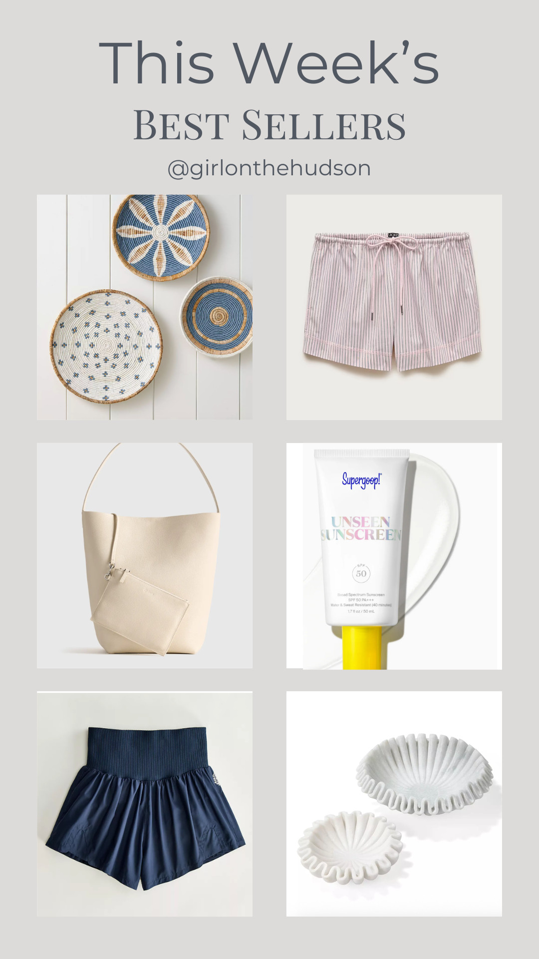 This week's favorites! 

The best everyday sunscreen, cute $40 athletic shorts, marble ruffle dishes, an amazing leather tote, the wall baskets that I'm considering for our breakfast nook and striped cotton shorts

#LTKdayinmylife #LTKootd #LTKHome