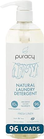 Puracy Natural Liquid Laundry Detergent, Hypoallergenic, Enzyme-Based, Fresh Linen, 24 Ounce (96 ... | Amazon (US)