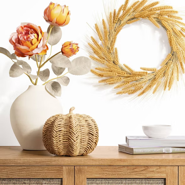 22" Faux Wheat Wreath Natural - Threshold™ | Target