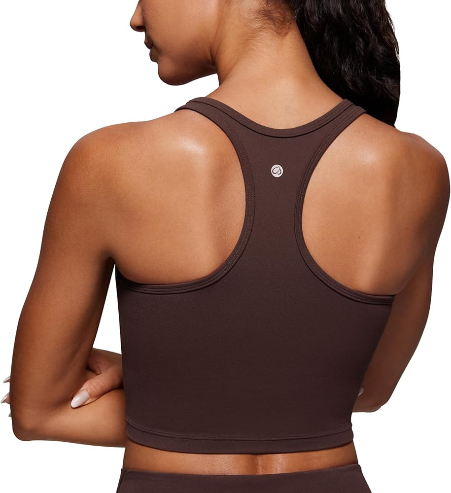 CRZ YOGA Butterluxe Racerback Crop Tank Tops for Women - Padded Y-Back Longline Sports Bras Scoop... | Amazon (US)