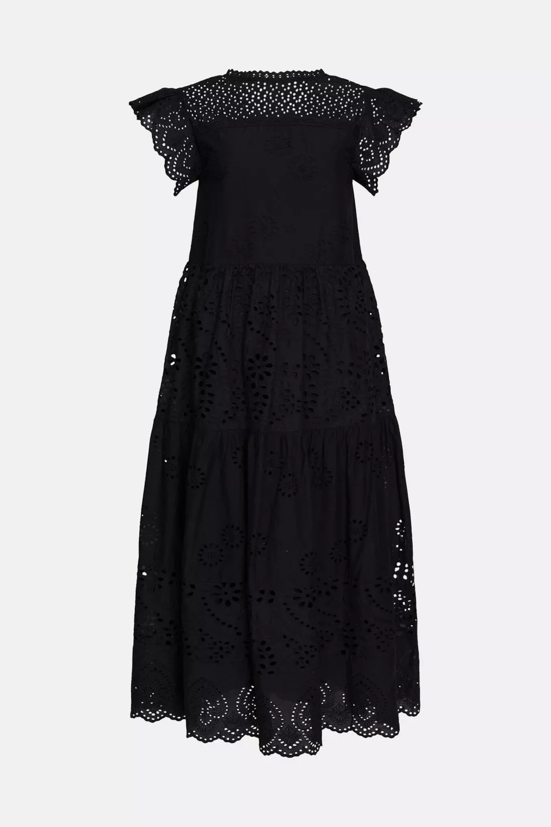 Dresses | Broderie Mix Tiered Midi Dress | Warehouse | Debenhams UK