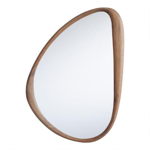 Walnut Brown Wood Organic Pebble Wall Mirror | World Market