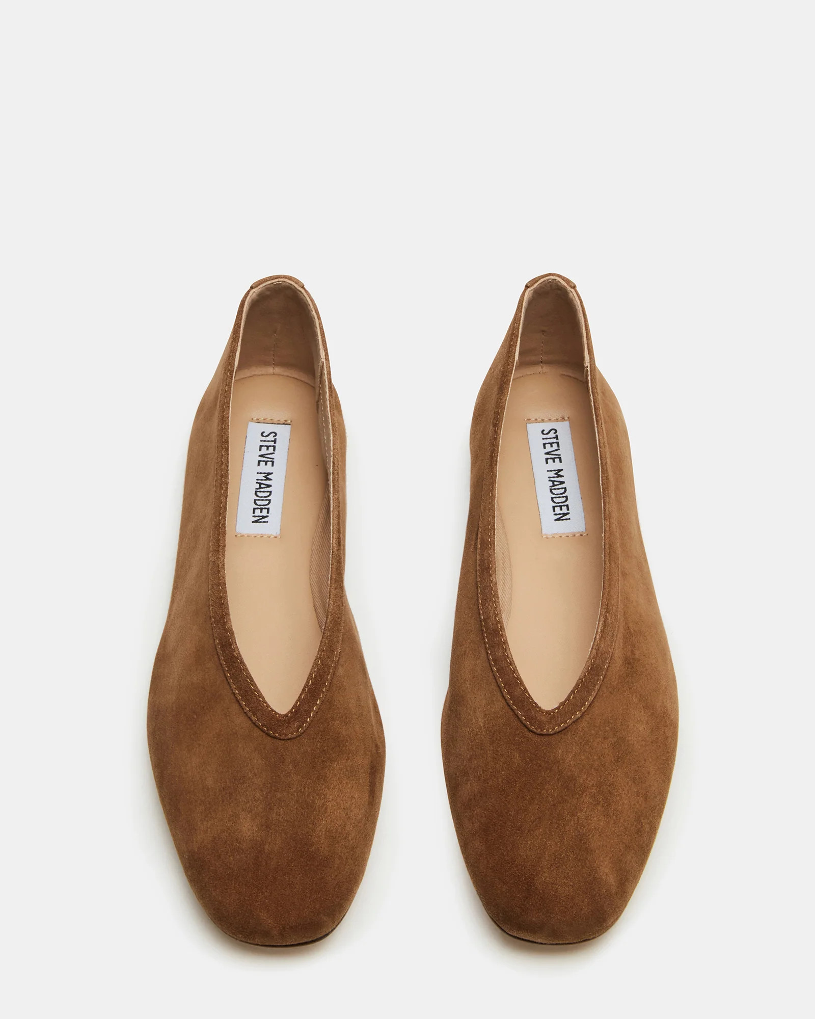 LENI Chestnut Suede Square-Toe Ballet Women's Flat | Steve Madden (US)