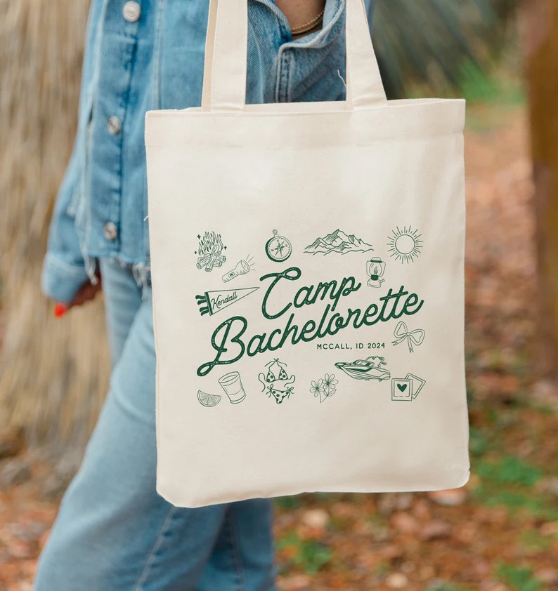 Camp Bach Hand Drawn Trendy Tote - Club Bachelorette -Aesthetic Bach Tote - Bubbly Bach Welcome T... | Etsy (US)