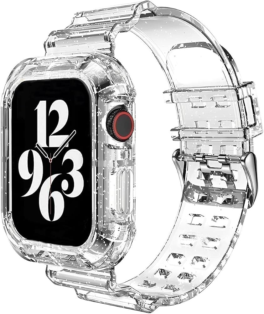 Compatible for Apple Watch Band 45mm 44mm 42mm 41mm 40mm 38mm 49mm,Transparent Crystal Clear Watc... | Amazon (US)