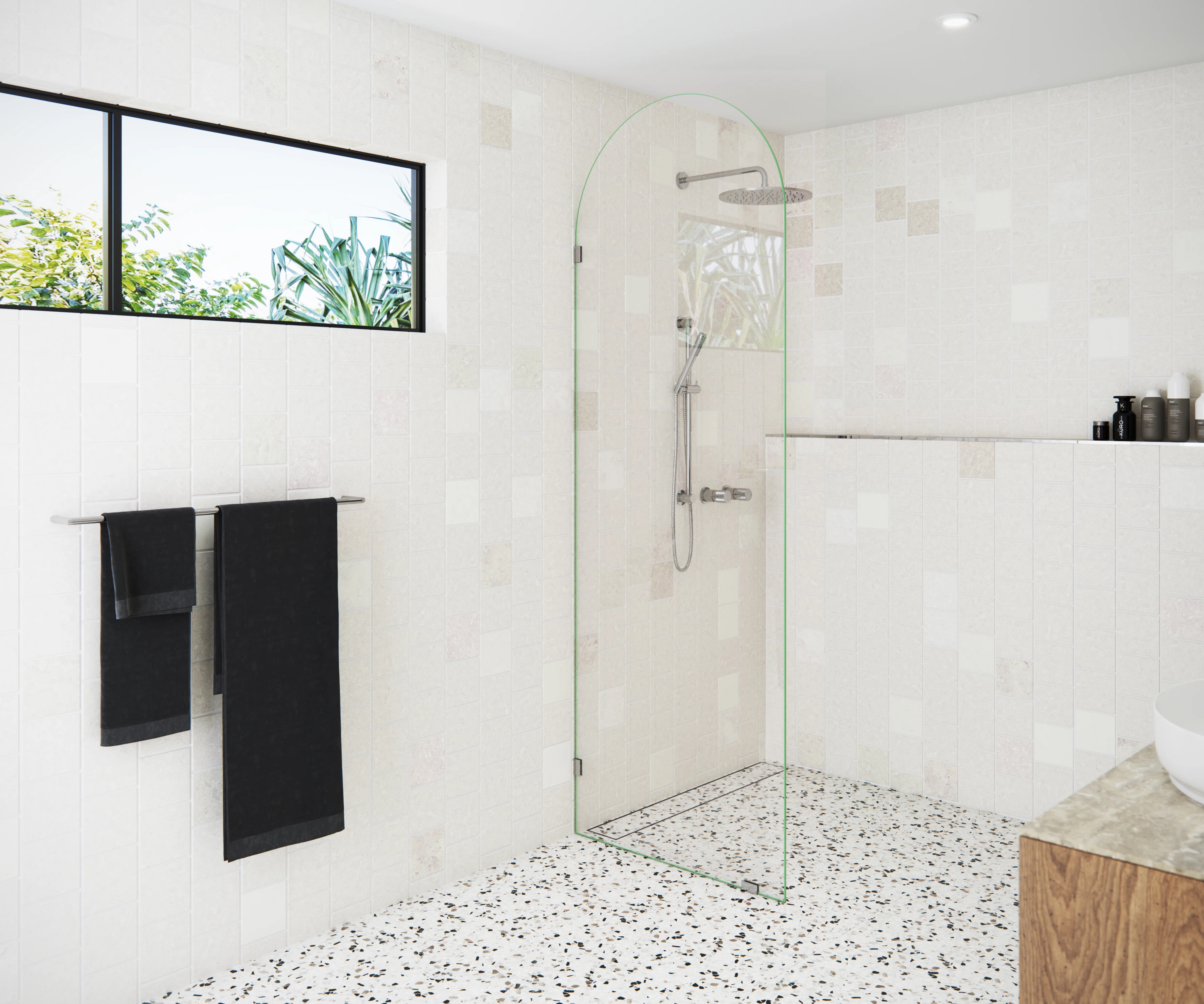 Venus 30 in. x 86.75 in. Fully Frameless Arched Single Fixed Shower Panel ARC-SF-30-CH | Wayfair North America