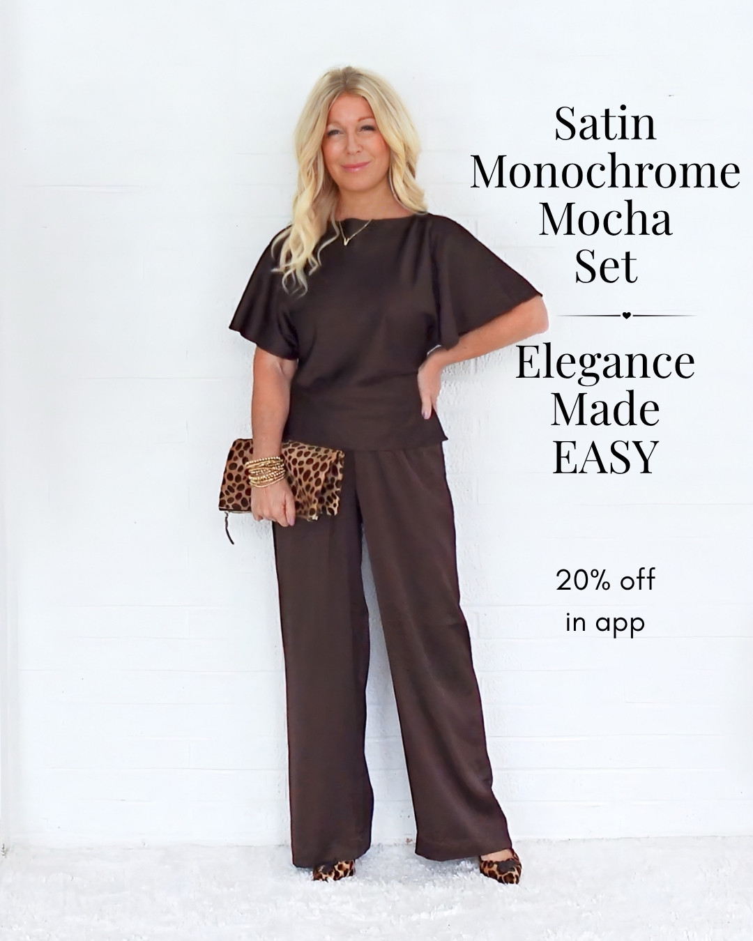 Comment FALL to let me know you are here! This Satin Monochrome Mocha Set makes elegance EASY and solves the problem of what to wear in late summer / early fall. I'm linking a cashmere poncho for when evenings turn cool. See the video on my profile page to see how this outfit moves in action! 

 #LTKOver40 #LTKSaleAlert #LTKPetite
