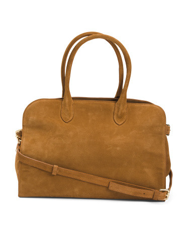 Made In Italy Suede Side Gusset Satchel | TJ Maxx