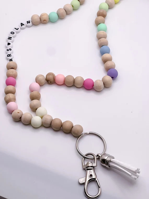 Personalized Rainbow Lanyard / Teacher Lanyard/Personalized Lanyard / Lanyard with ID Holder / Ba... | Etsy (US)