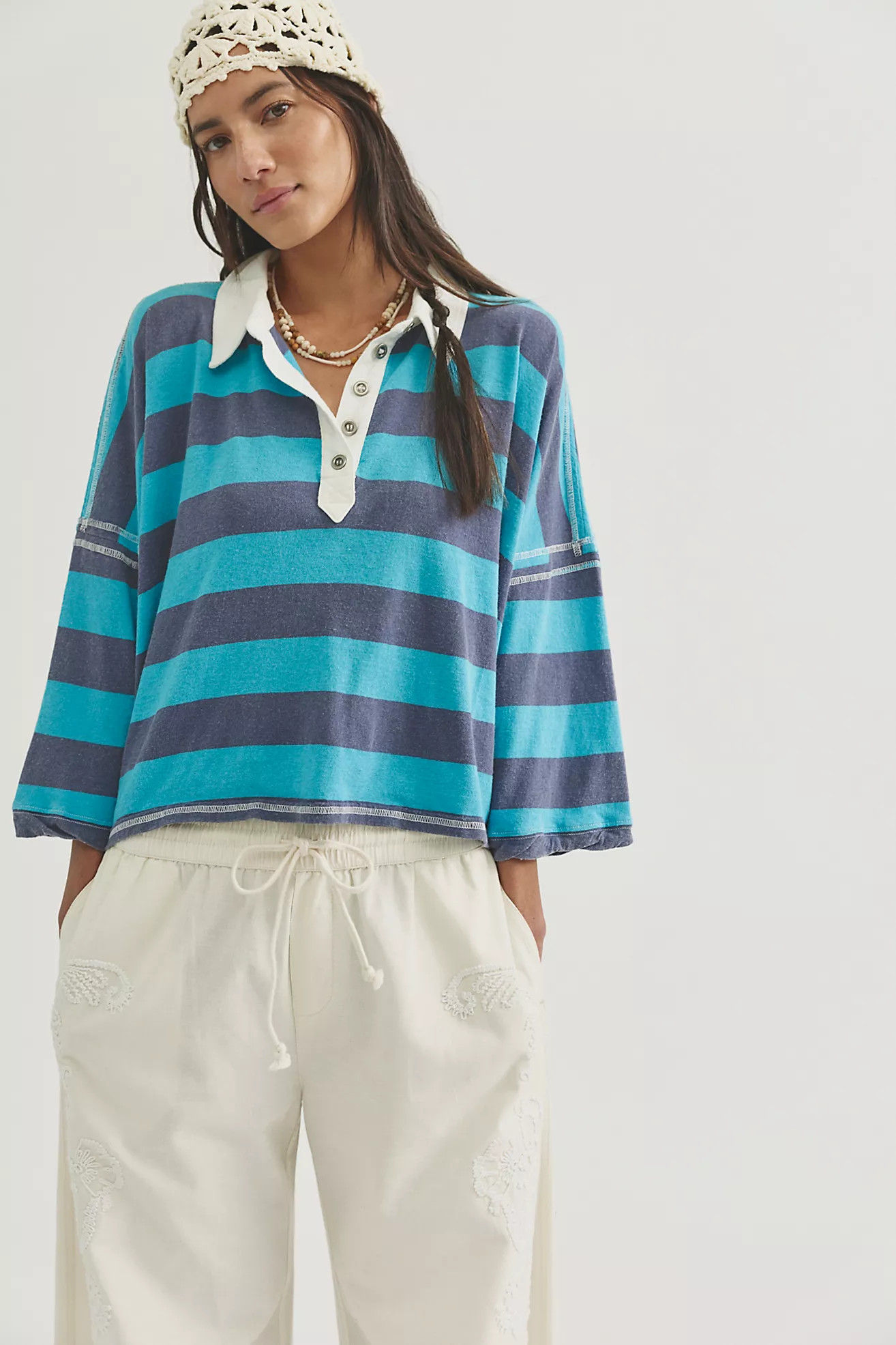 We The Free Auggie Oversized Polo Tee | Free People (Global - UK&FR Excluded)