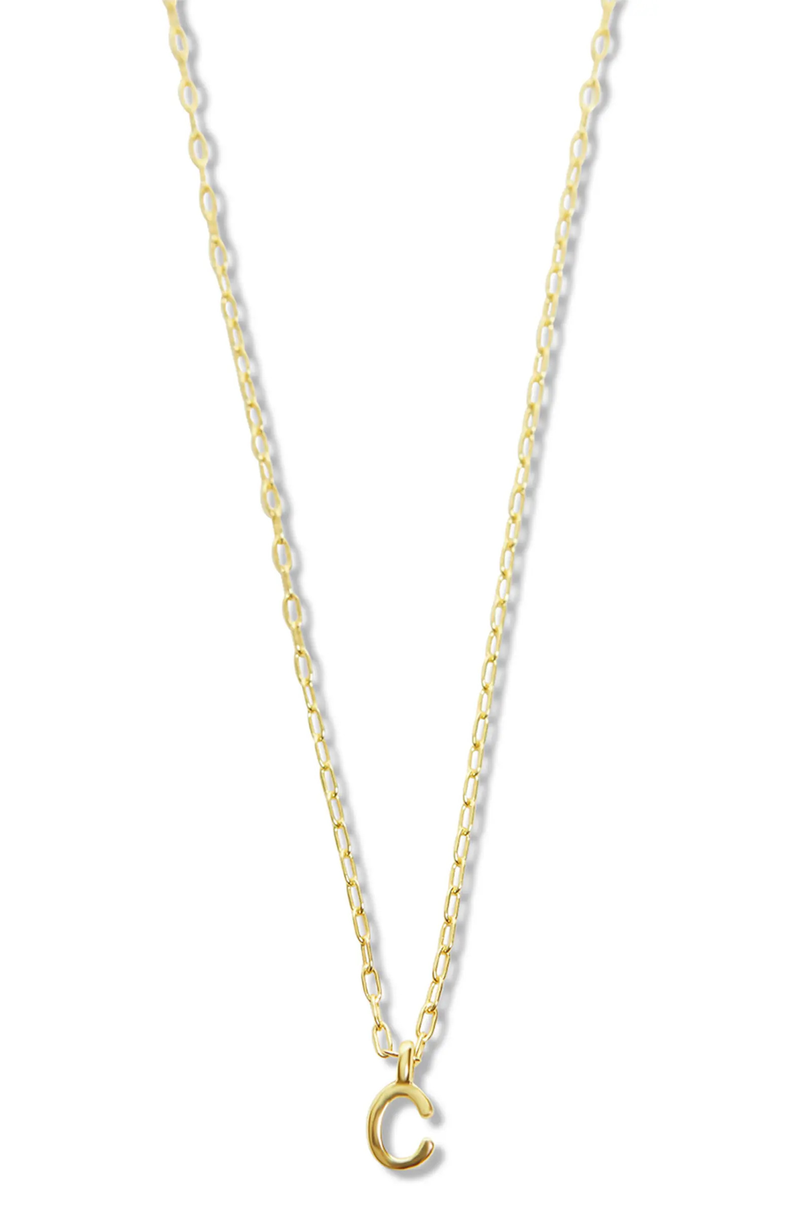 Initial Pendant Sterling Silver Paper Clip Chain Necklace | Nordstrom