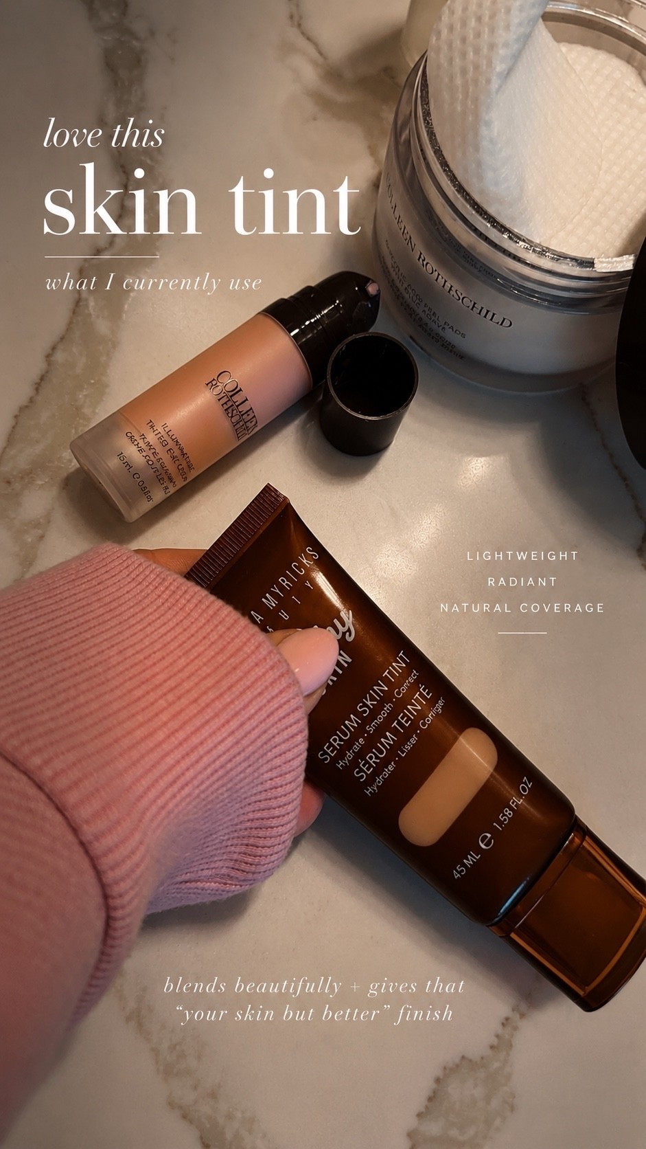 Loving the  Yummy Skin Tint lately 🤍 I wear shade 5 and the finish is SO pretty. The illuminating eye cream brightens + hydrates so well too.

Also forever obsessed with the  glycolic peel pads… I use them 2x a week and they’ve helped my fine lines + texture so much 👏🏼

#LTKmorningroutine #LTKselfcare #LTKBeauty