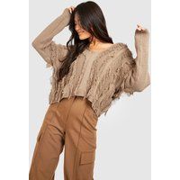 Womens Tassel Jumper - Beige - M, Beige | Boohoo.com (UK & IE)