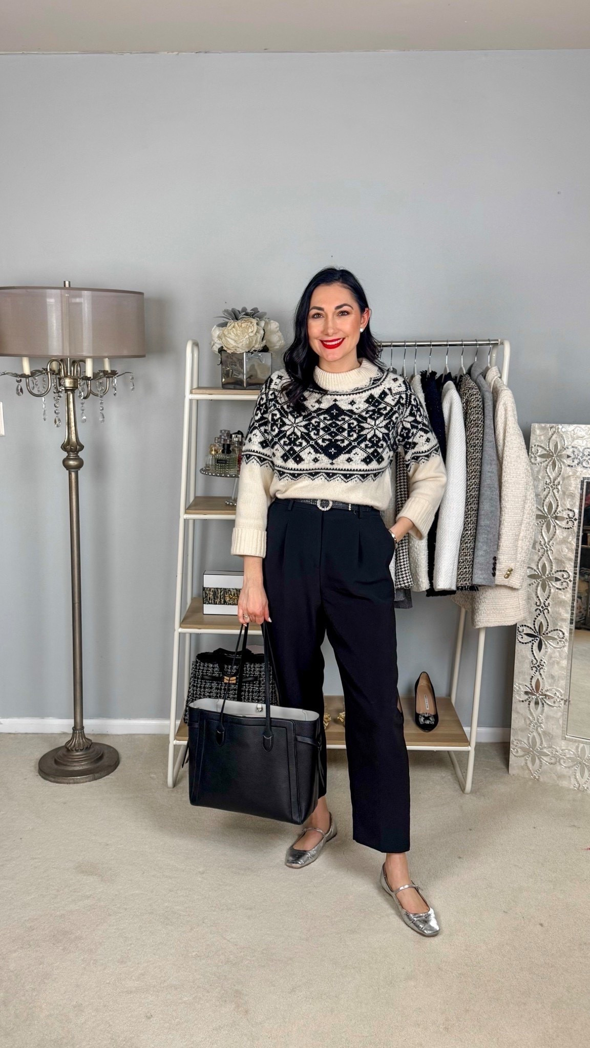 Classic winter work outfit 🖤🤍

Fair isle sweater size small, fits oversized 
Black pants size 4 curvy, slightly big 
Silver mat Jane ballet flats size 7, TTS

Work wear 
Office outfit
Business Casual 



#LTKWorkwear #LTKSeasonal