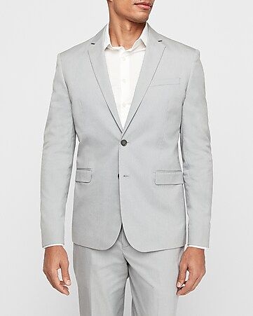 Slim Light Gray Cotton-blend Stretch Suit Jacket | Express