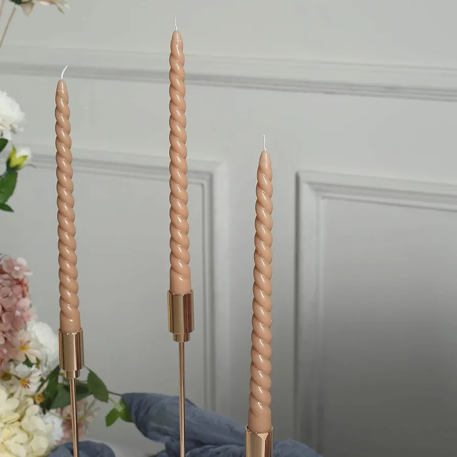 Efavormart 12 Pack | 11" Beige Premium Spiral Long Burn Wick Taper, Tall Unscented Wax Dinner Can... | Amazon (US)