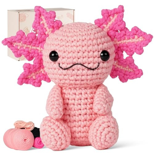 Gipony Crochet Kit for Beginners, Crochet Animal Kits,Crocheting Kit for Starters with Step-by-Step Video Tutorials, Beginner Crochet Kit for Adults (Axolotl 1Pack) | Amazon (US)
