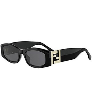 FENDI Women's FF 54mm Rectangle Sunglasses - Shiny Black/Smoke | Dillard's