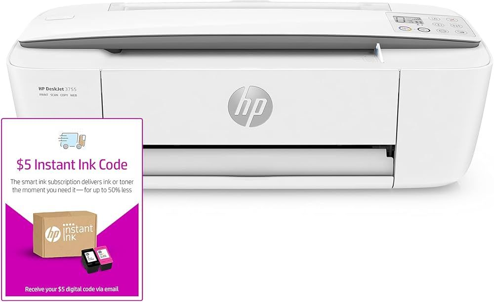 HP DeskJet 3755 Compact All-in-One Wireless Printer - Stone Accent (J9V91A) and Instant Ink $5 Pr... | Amazon (US)