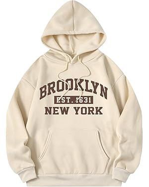 SHENHE Women's Letter Print Long Sleeve Drawstring Pullover Hoodie Sweatshirt Tops | Amazon (US)