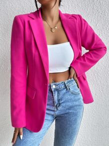 Lapel Collar Flap Detail Single Button Blazer SKU: sw2207276347722279(100+ Reviews)$28.00$26.60Jo... | SHEIN