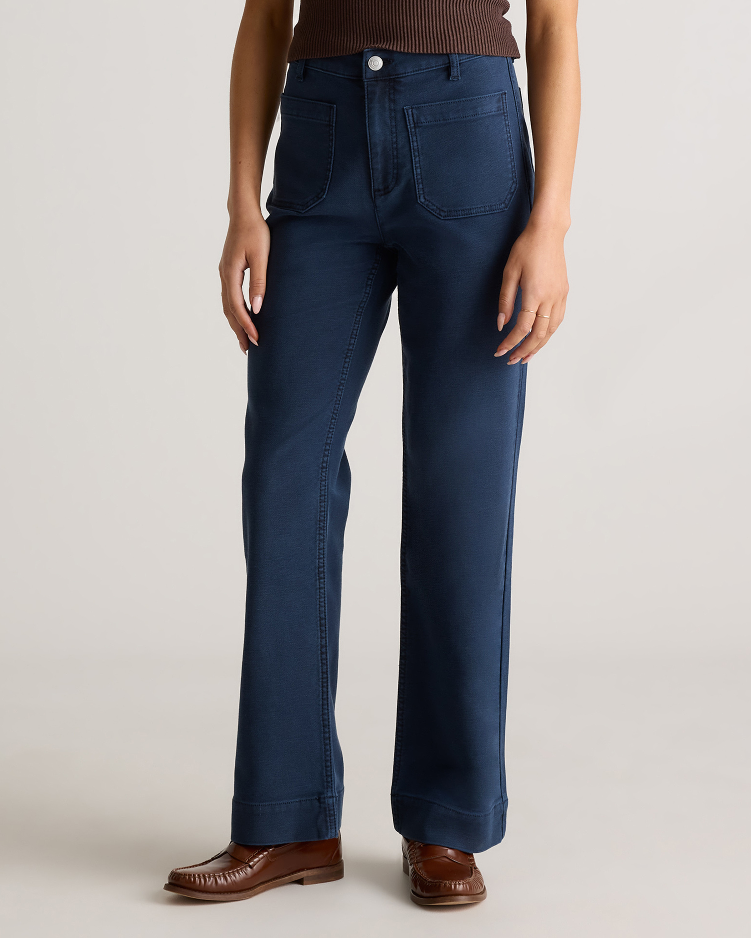 Quince | Women's French Terry Wide Leg Pants in Deep Navy, Size 16, Cotton | Quince