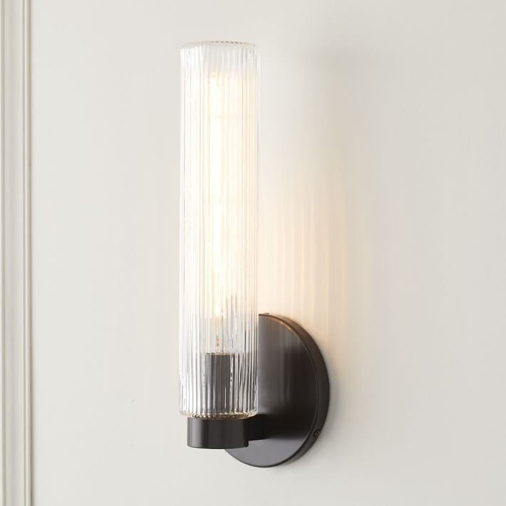 Fluted Glass Indoor/Outdoor Sconce (16") | West Elm (US)