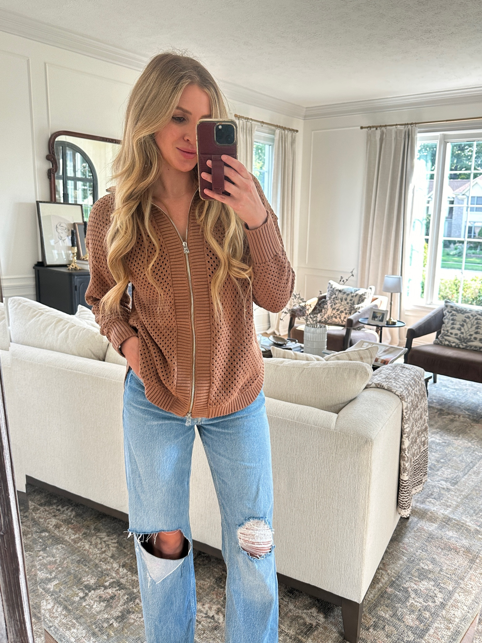 Outfit from my reel!
Sweater: medium (looser fit - longer in back- great for leggings) 
Jeans: 27 (tts)

Fall outfit, fall sweater, Varley, jeans, fall fashion 

#LTKStyleTip #LTKSeasonal