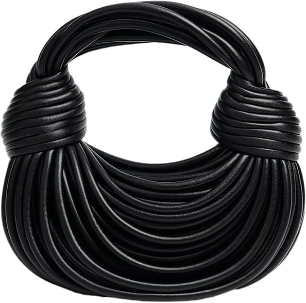 Woven Crossbody Bag for Women, Small Leather Clutch Purse, Knotted Bread Handbag, Top Handle Nood... | Amazon (US)