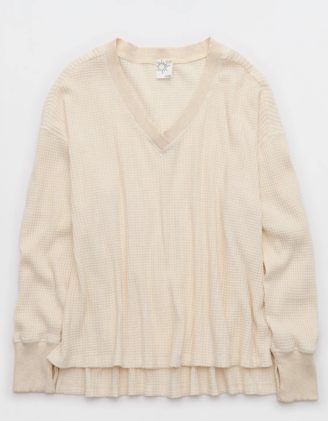 OFFLINE By Aerie Wow! Waffle Long Sleeve V Neck T-Shirt | Aerie
