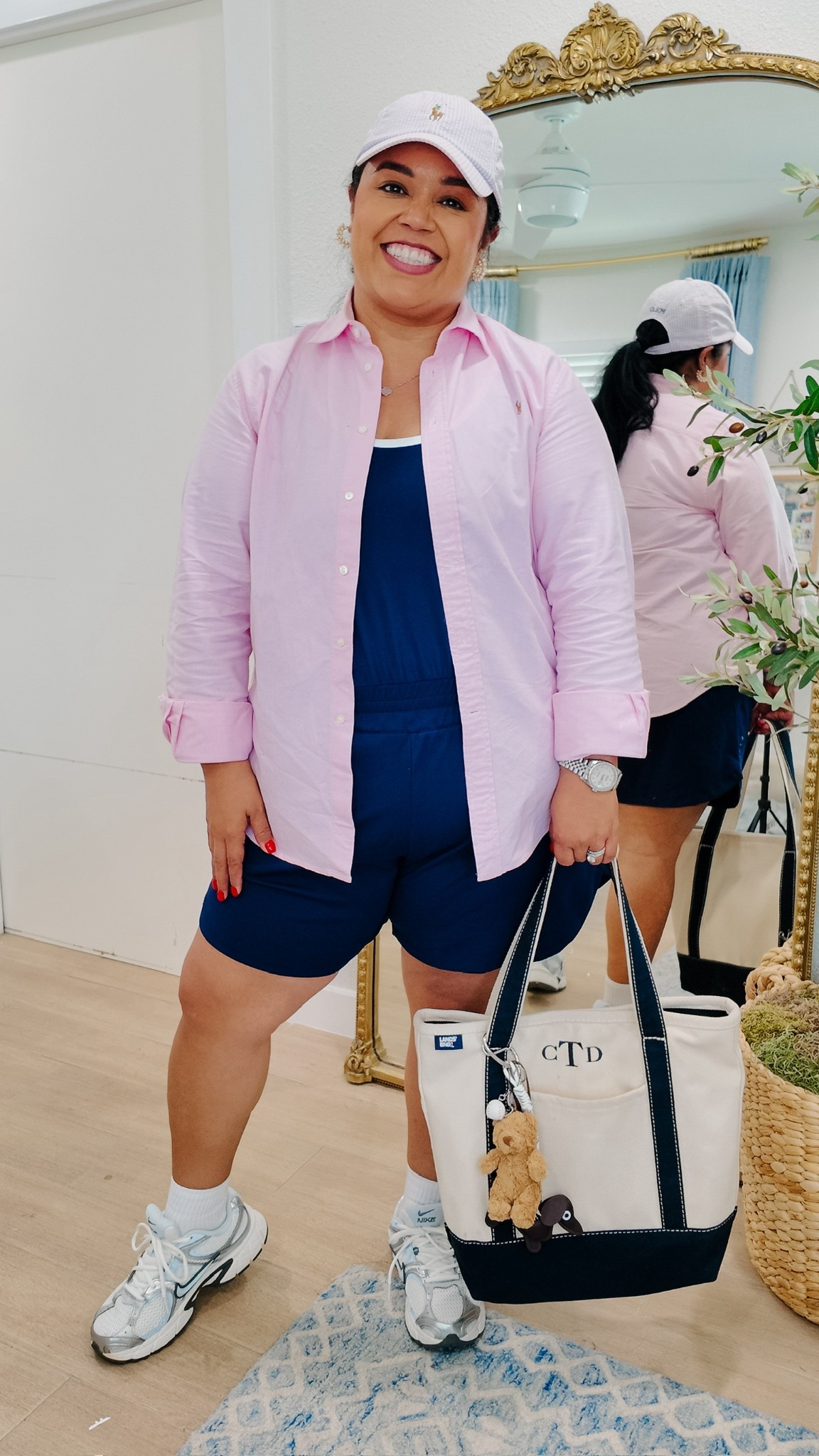 This LIVI romper from Lane Bryant is so comfortable and cute! I’m wearing a size 14/16 and I have a pink Ralph Lauren polo over top of it along with my seersucker pink and white Ralph Lauren polo hat. 

My Nike sneakers are so cute and wide width friendly. I took my normal size! 

Mid size activewear, plus size activewear, romper, smiles and pearls, Nike sneakers


#LTKMidsize #LTKPlusSize #LTKActive
