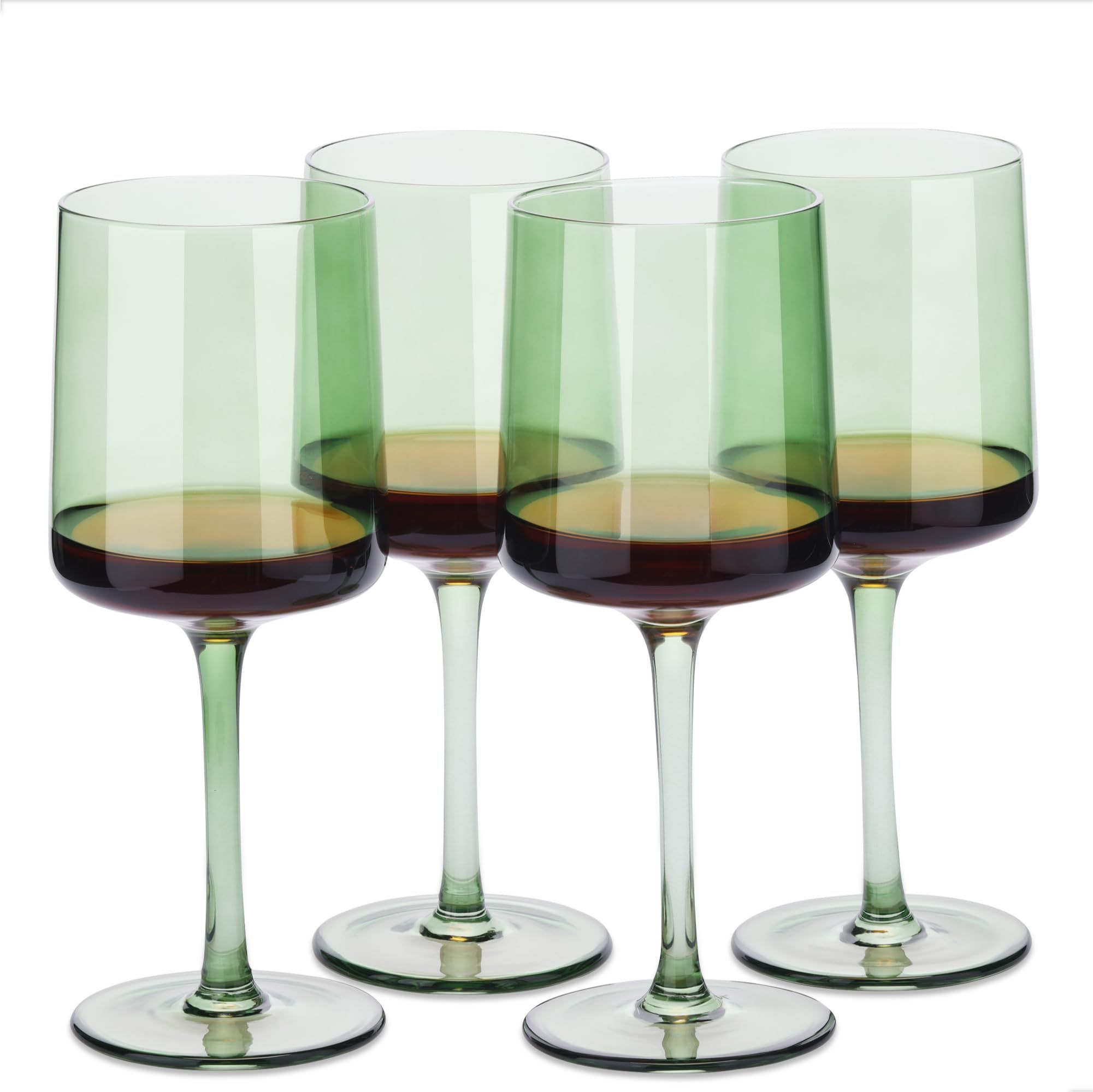 Navaris Mint Green Tinted Wine Glasses - Set of 4 - Coloured Wine Glasses with Stems - Stylish Desig | Amazon (US)