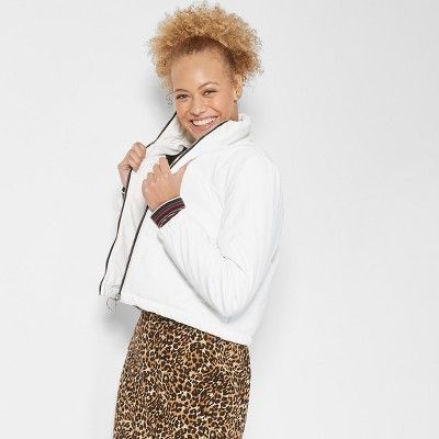 Women's Cropped Puffer Coat - Wild Fable™ White | Target