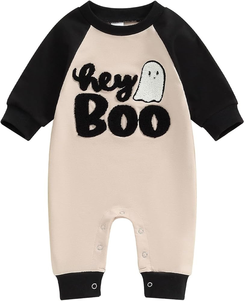 FYBITBO My First Halloween Baby Boy Girl Outfit Hey Boo Pumpkin Jumpsuit Romper Newborn Halloween... | Amazon (US)